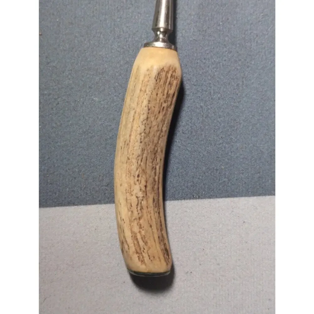 Carved Antler Deer Meat Carving Serving Fork Vintage
